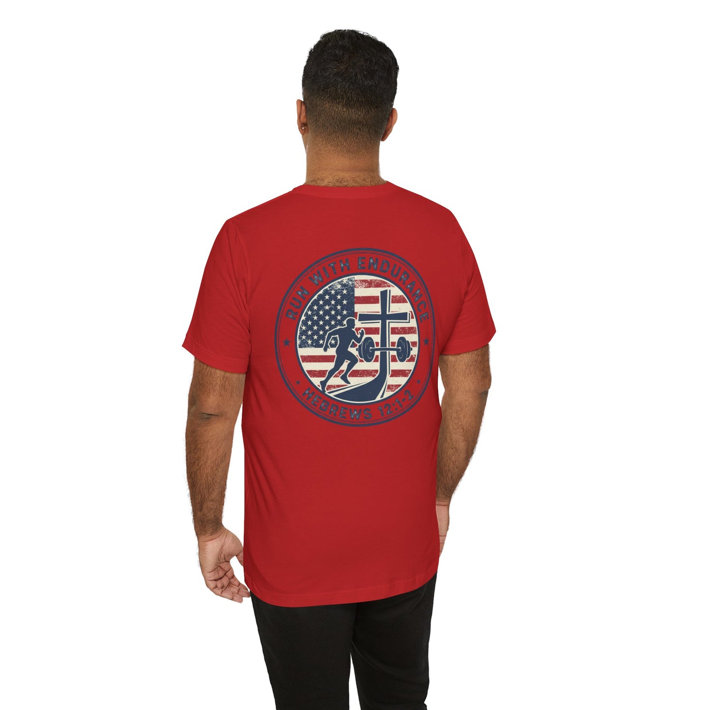 Hebrews 12:1-2 'Run With Endurance' T-Shirt — Inspirational Christian Tee