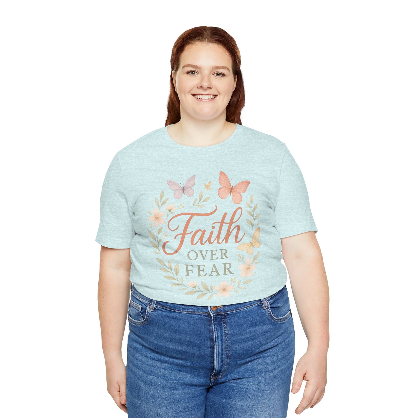 Faith Over Fear T-Shirt — Floral Butterfly Inspirational Tee