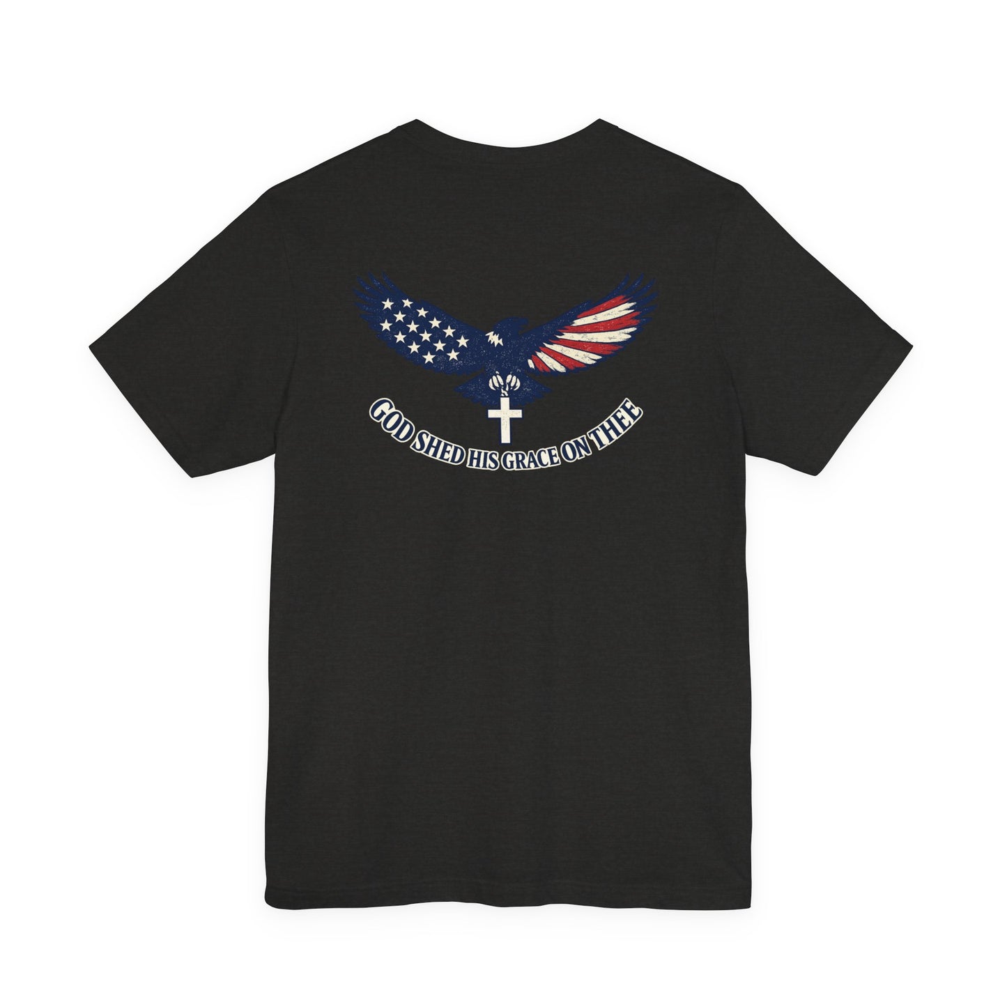 Patriotic Eagle T‑Shirt — "God Shed His Grace on Thee" Back Graphic Tee