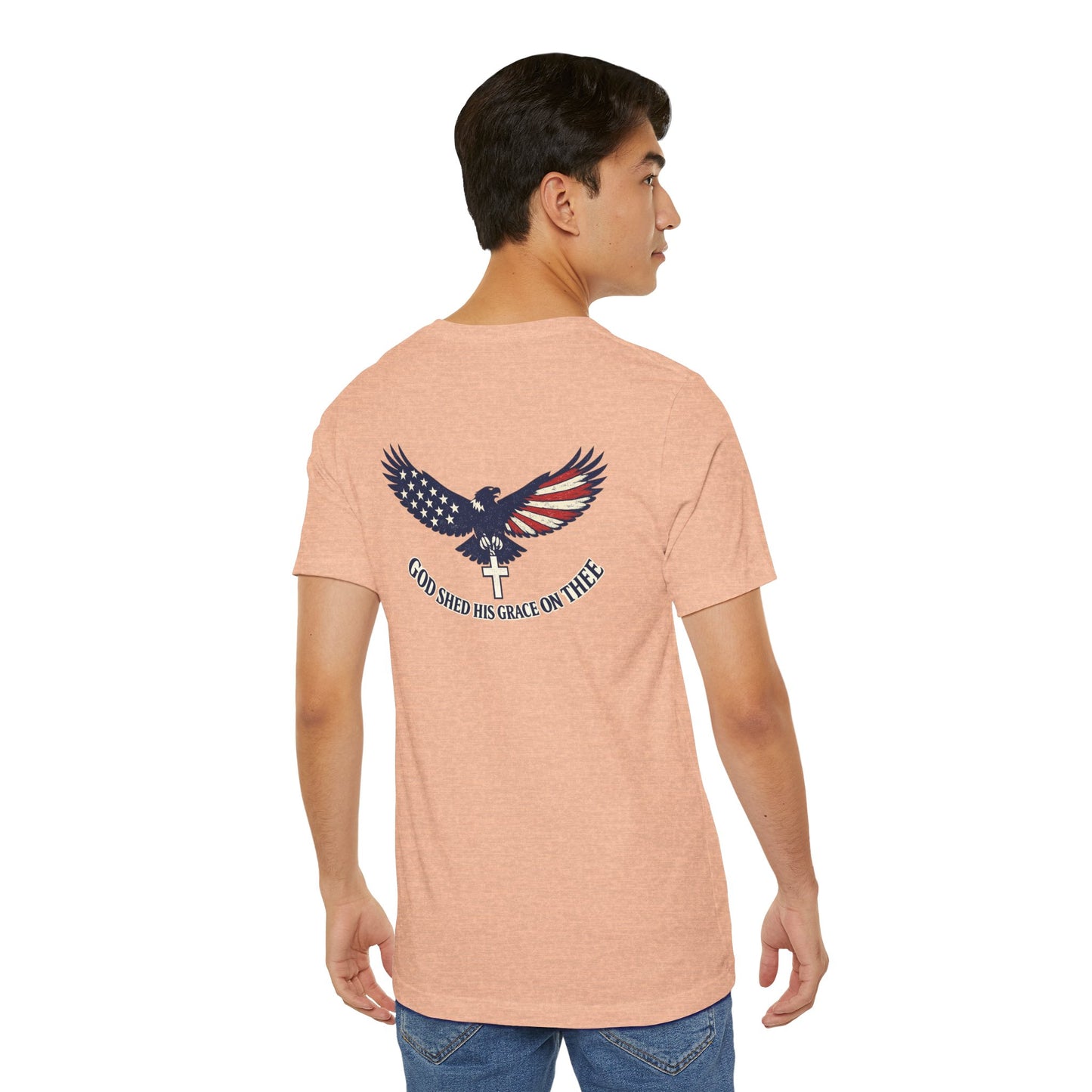 Patriotic Eagle T‑Shirt — "God Shed His Grace on Thee" Back Graphic Tee