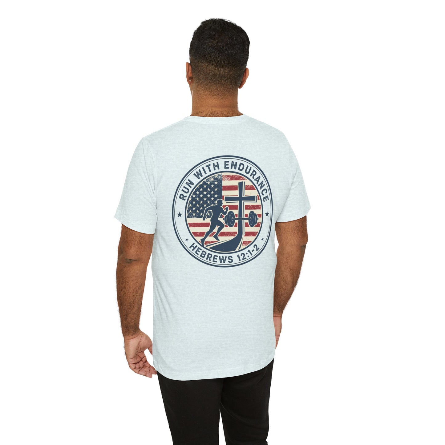 Hebrews 12:1-2 'Run With Endurance' T-Shirt — Inspirational Christian Tee