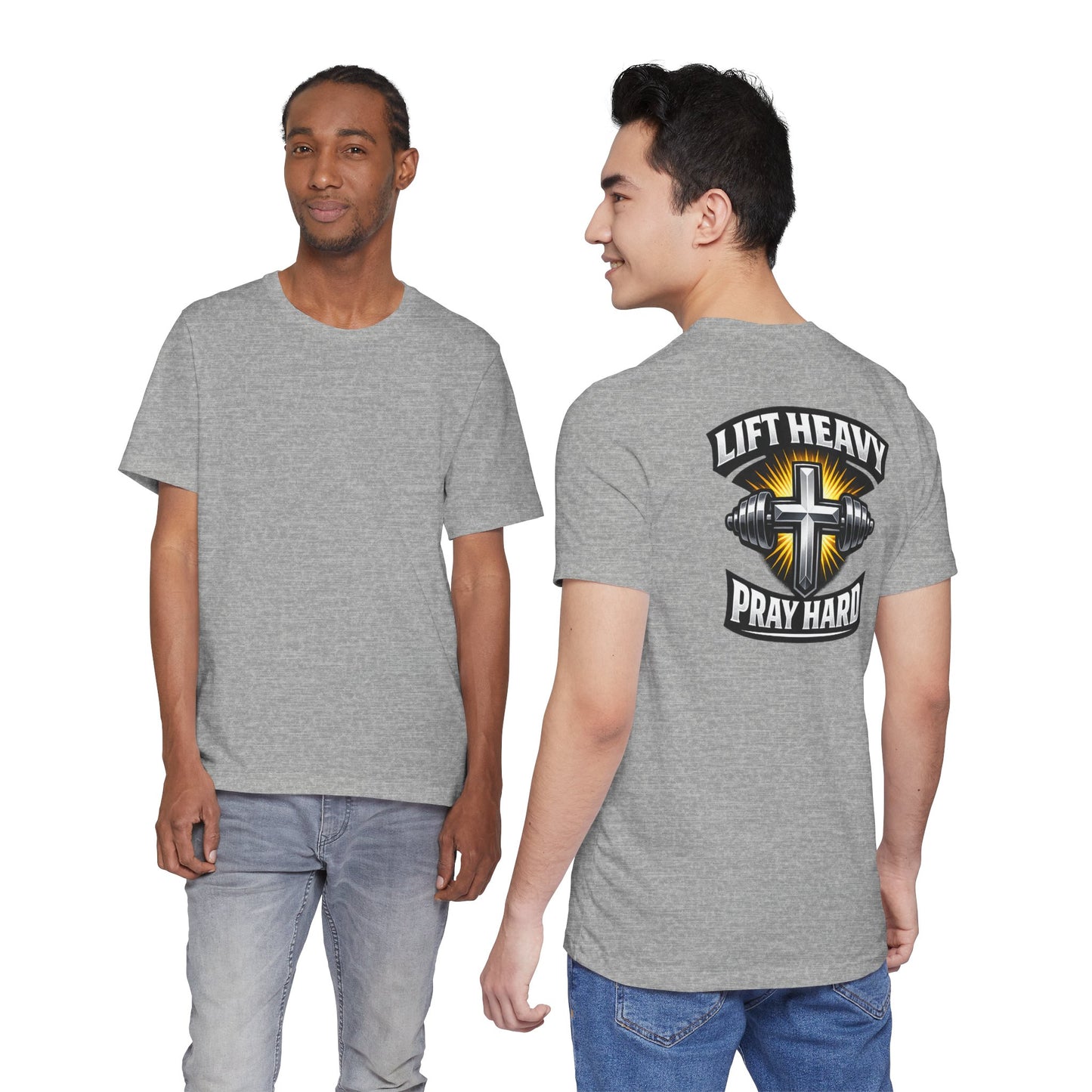 Lift Heavy Pray Hard T‑Shirt — Christian Fitness Gym Tee
