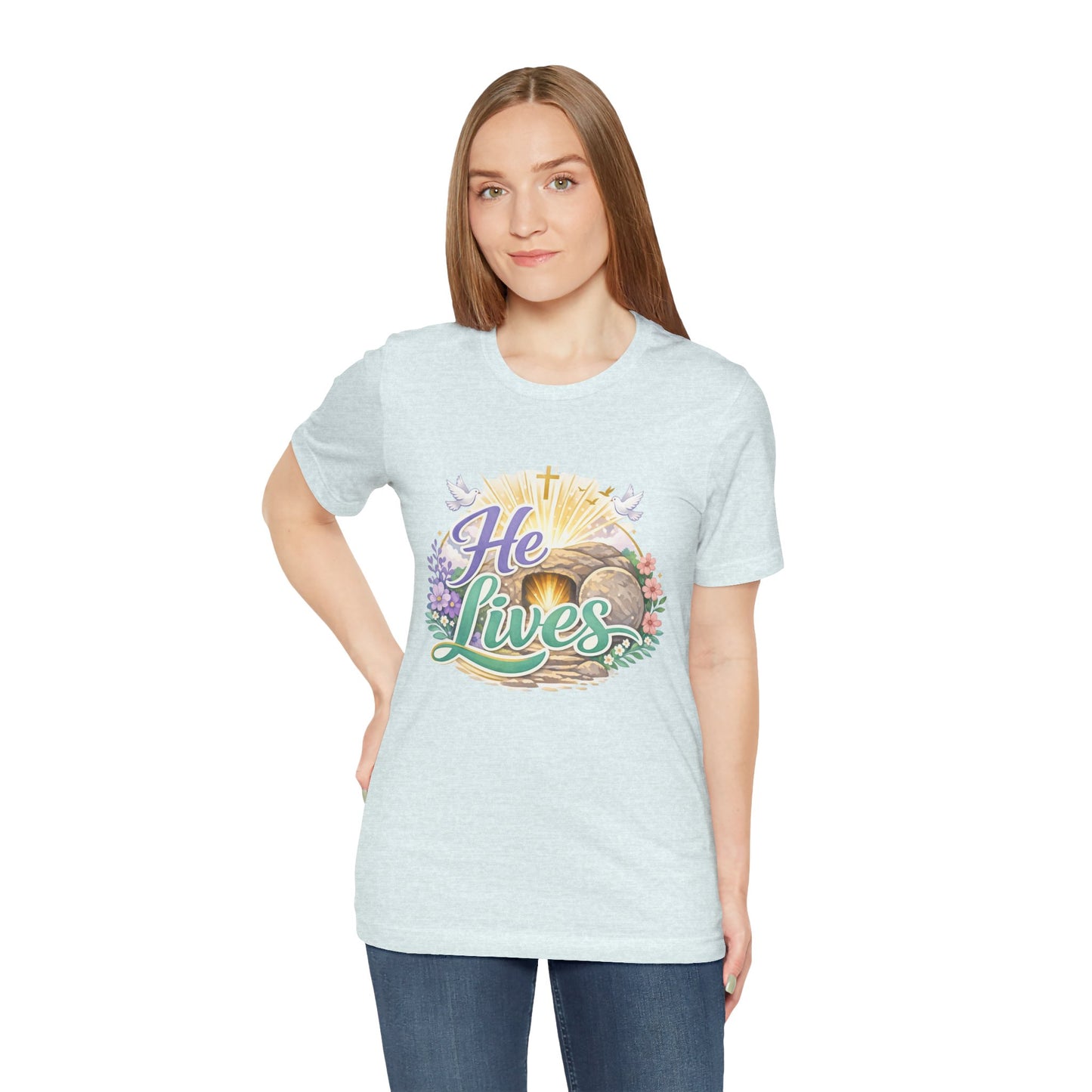 He Lives Jesus Tomb Tee — Christian Easter T‑Shirt