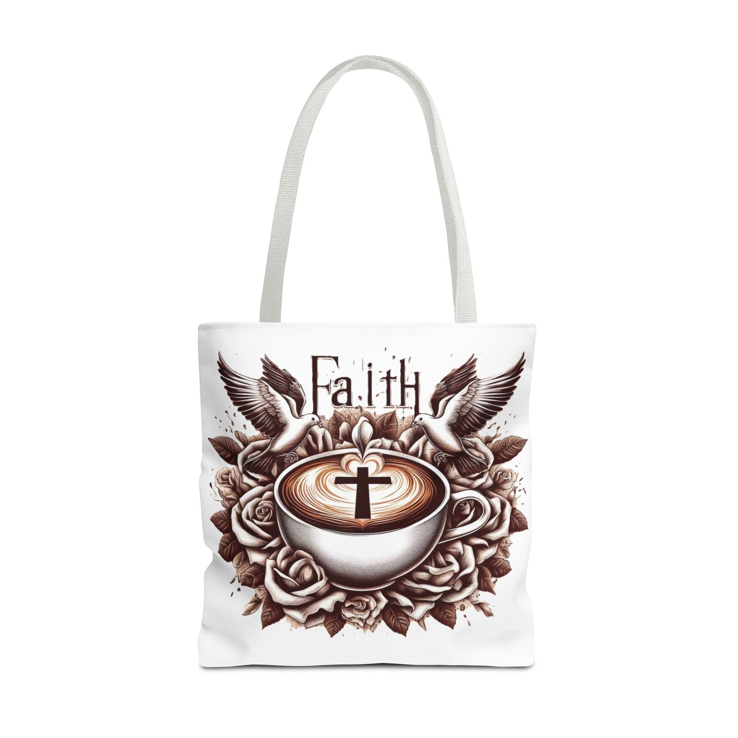 Tote Bag (AOP) "Faith and Coffee"
