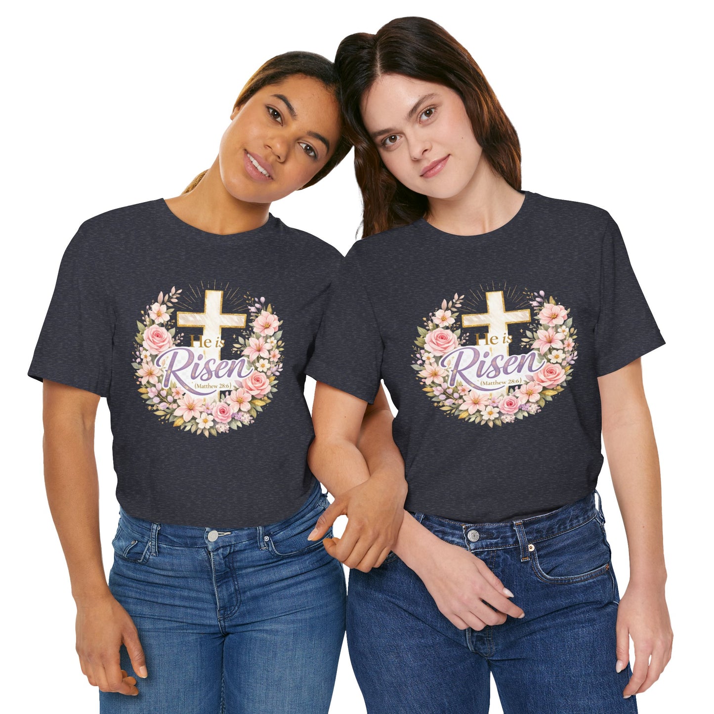 He Is Risen Floral Cross T-Shirt