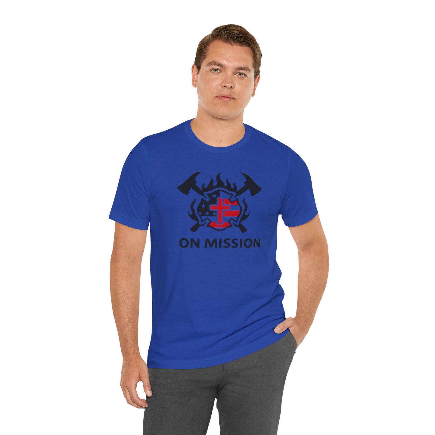 On Mission Christian Cross & American Flag T‑Shirt