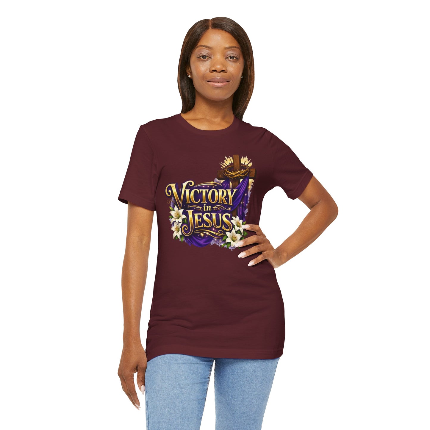 Victory In Jesus Christian T-Shirt — Cross Faith Tee