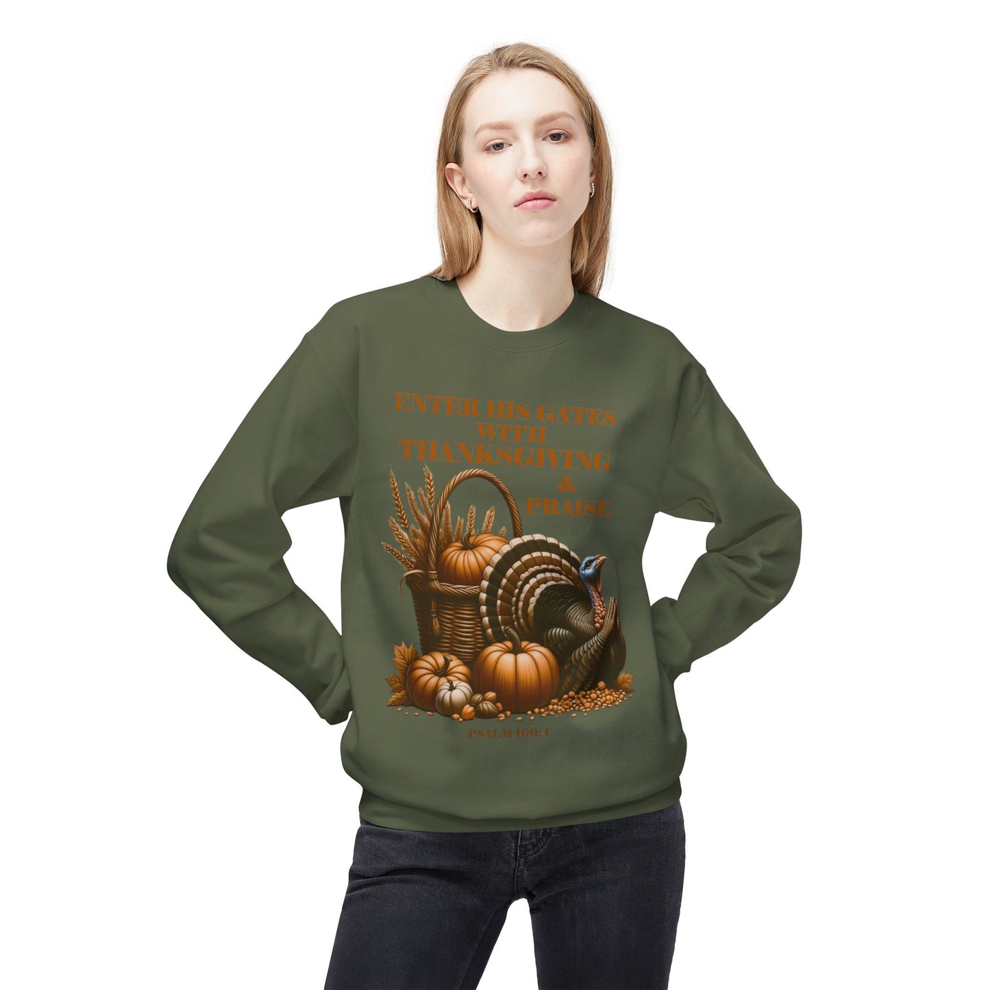 Christian Sweatshirt - Psalm 100:4 Thanksgiving and Praise