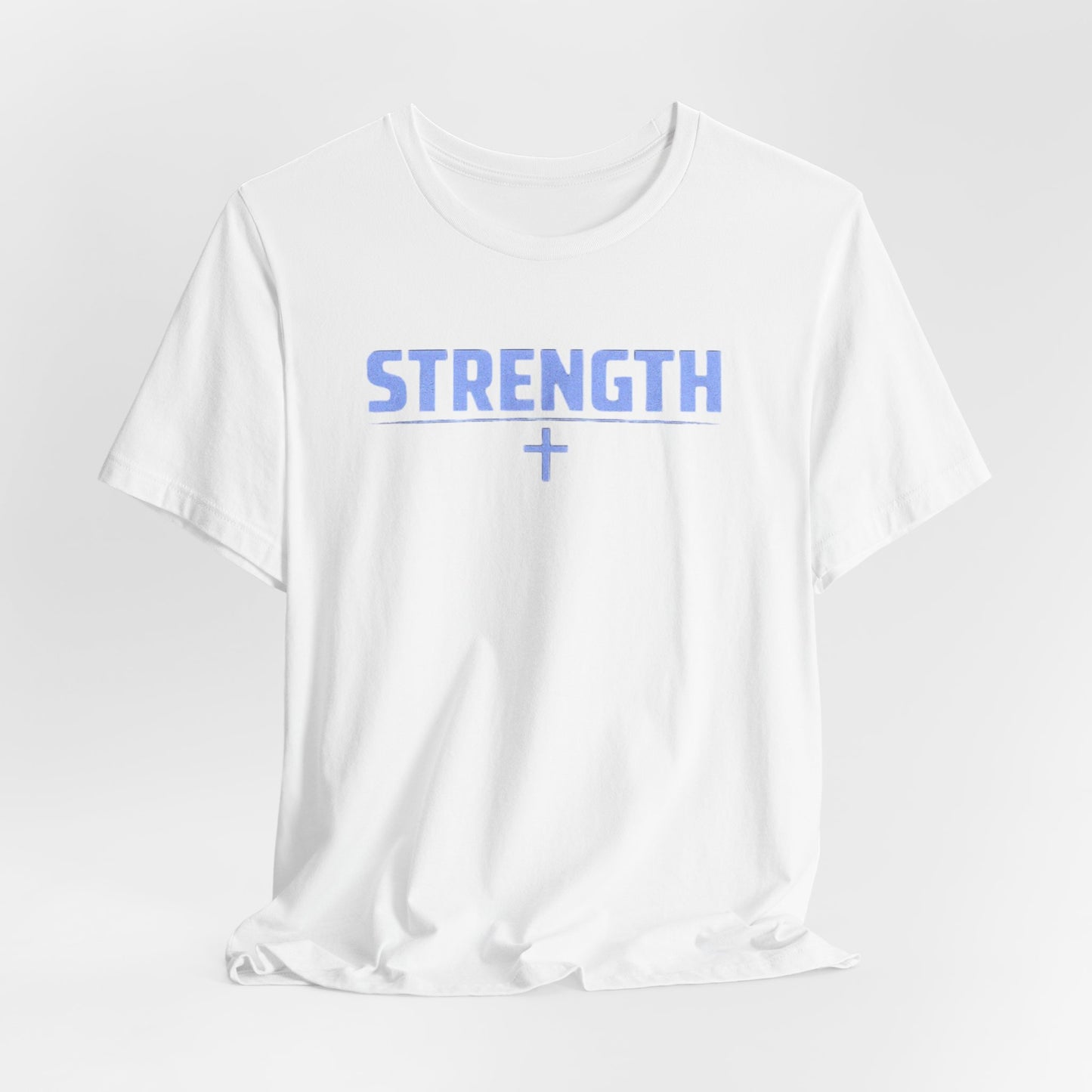 Strength with Cross Tee — Minimal Motivational Fitness Shirt