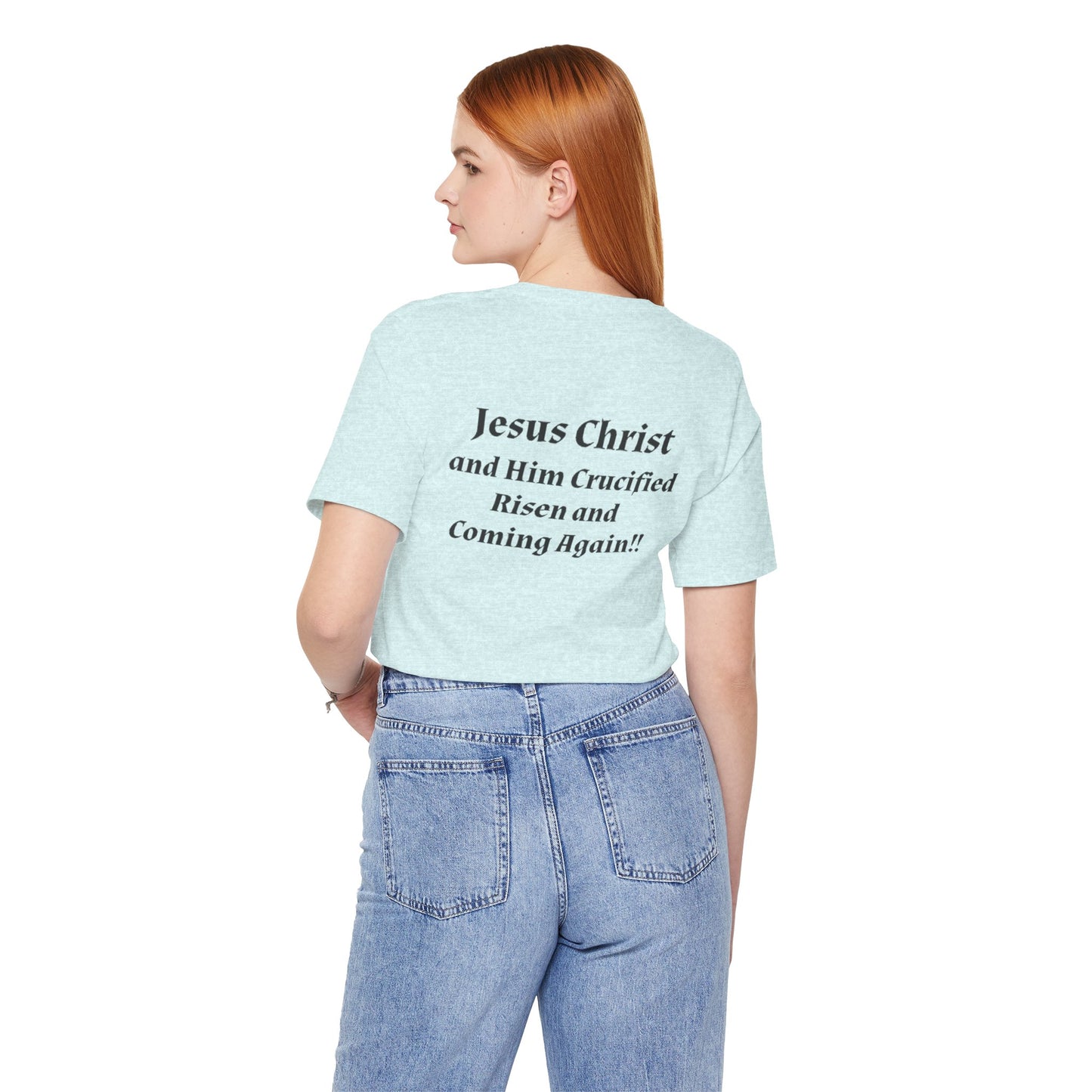 Jesus Christ (JC) Cross Tee — Crucified, Risen & Coming Again