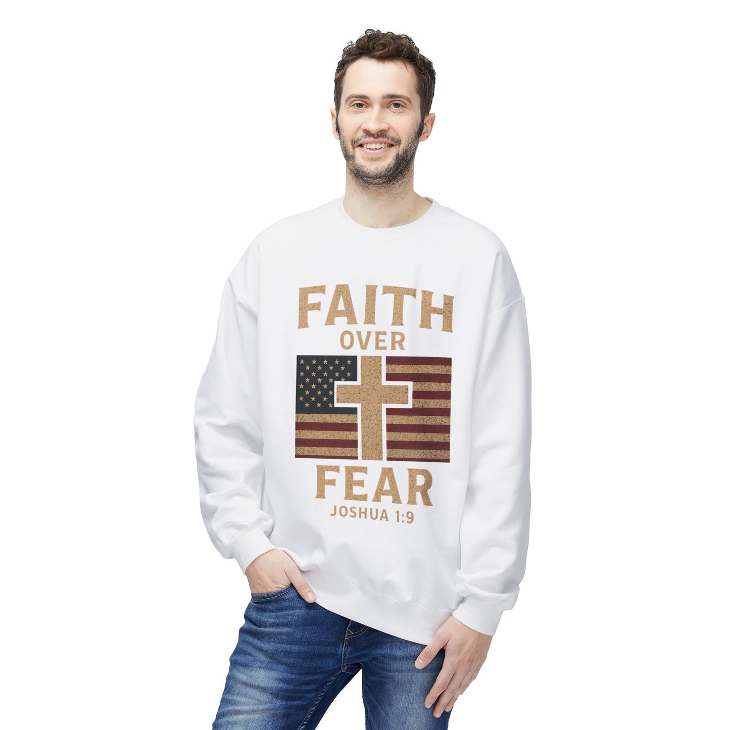 Faith Over Fear Christian Cross Sweatshirt