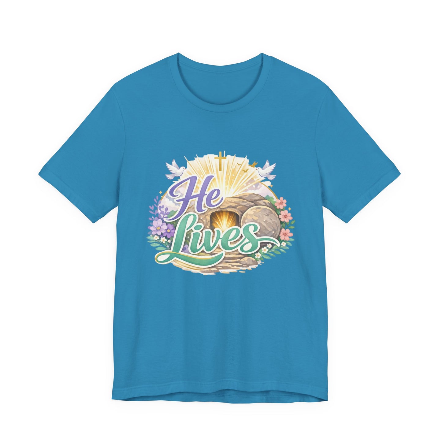 He Lives Jesus Tomb Tee — Christian Easter T‑Shirt