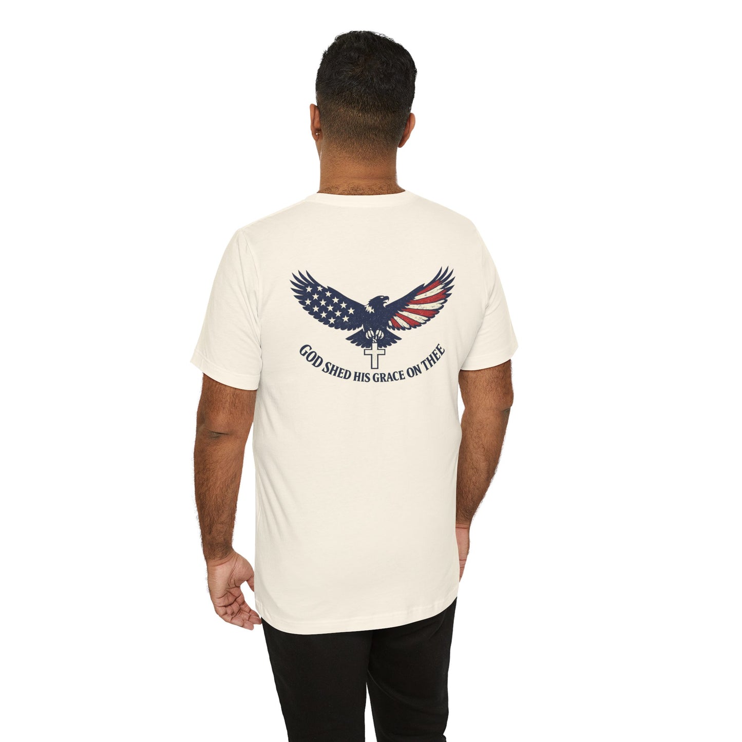 Patriotic Eagle T‑Shirt — "God Shed His Grace on Thee" Back Graphic Tee