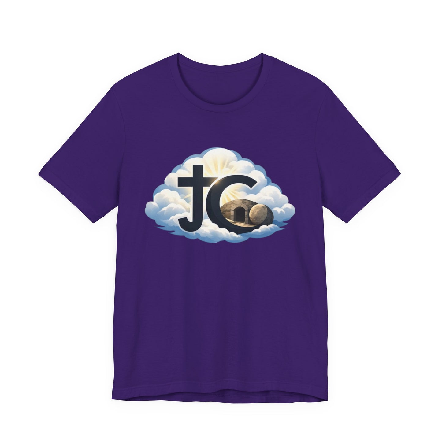Jesus Christ (JC) Cross Tee — Crucified, Risen & Coming Again
