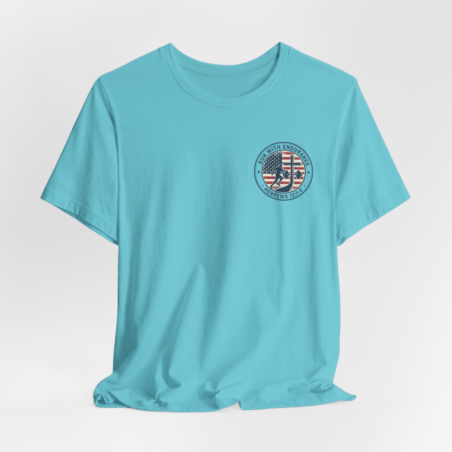 Hebrews 12:1-2 'Run With Endurance' T-Shirt — Inspirational Christian Tee
