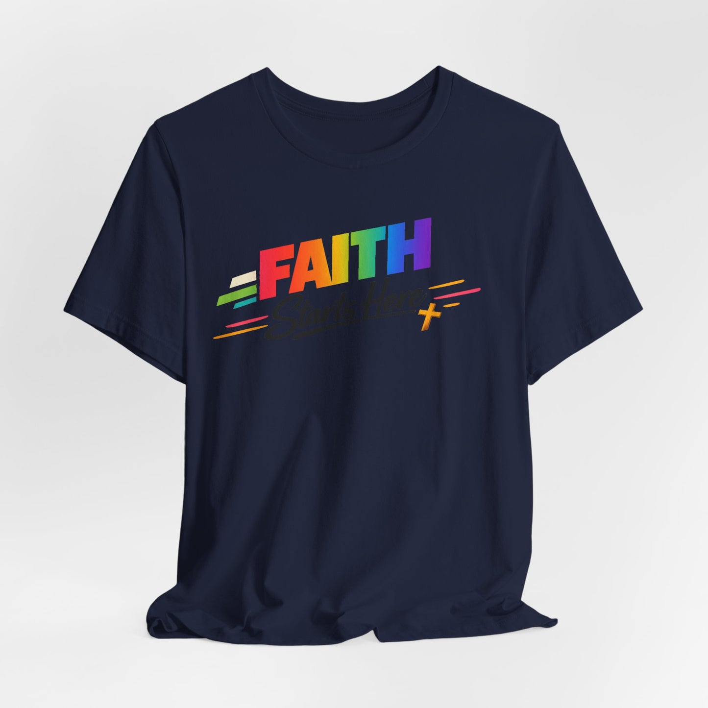 Faith Starts Here Rainbow Tee