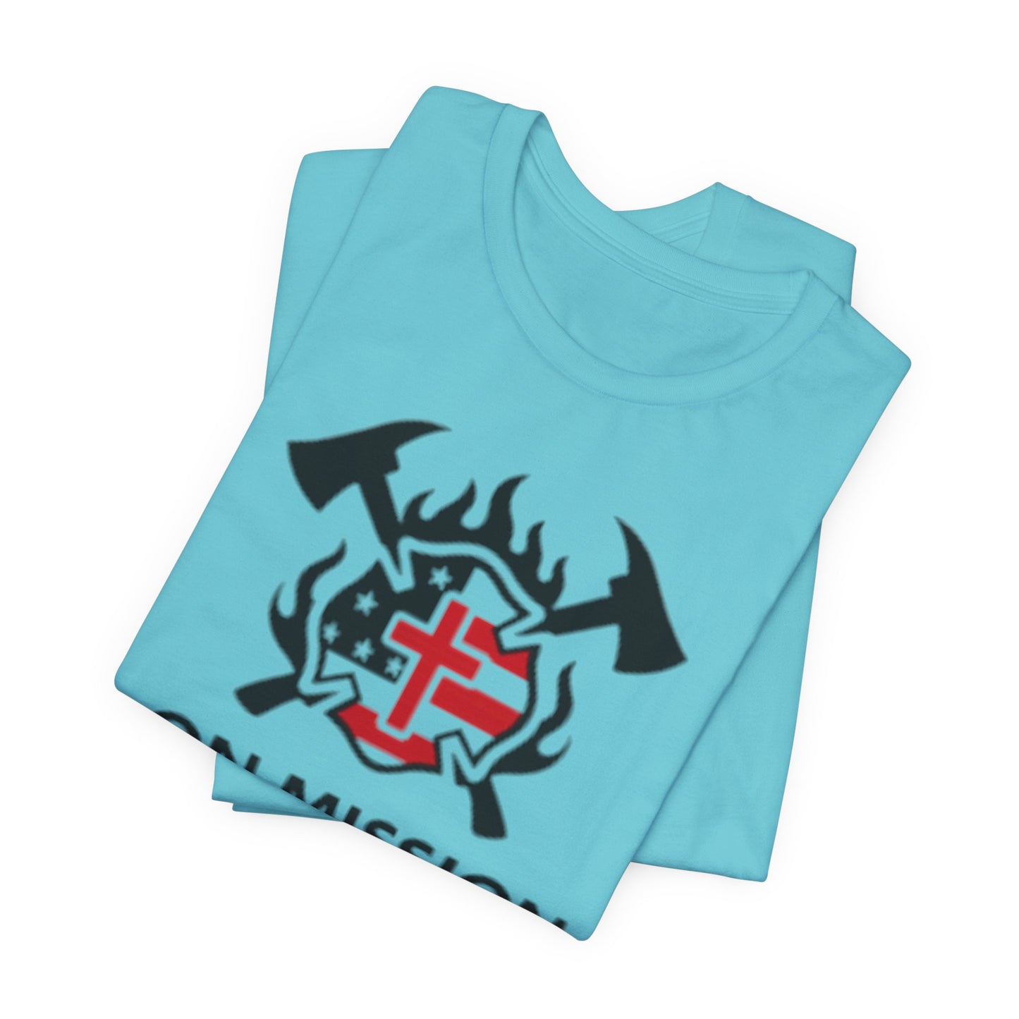 On Mission Christian Cross & American Flag T‑Shirt