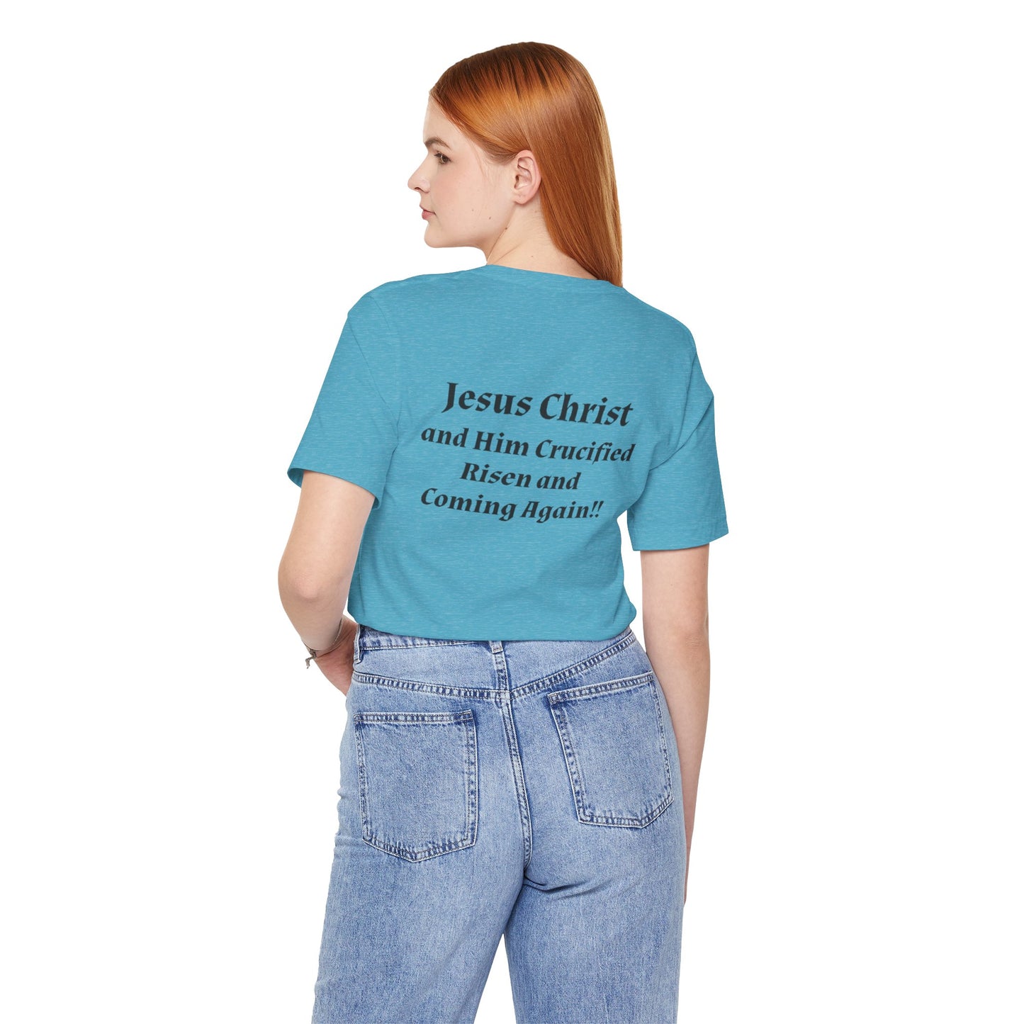 Jesus Christ (JC) Cross Tee — Crucified, Risen & Coming Again
