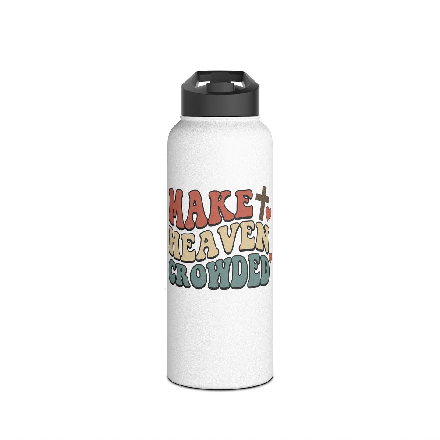 Make Heaven Crowded Stainless Steel Water Bottle — Retro Pink Inspirational Bottle