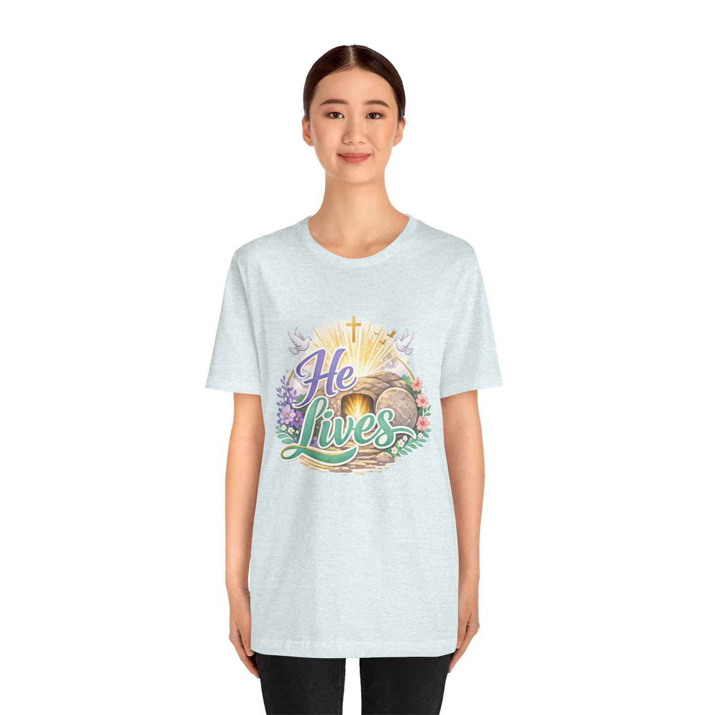 He Lives Jesus Tomb Tee — Christian Easter T‑Shirt