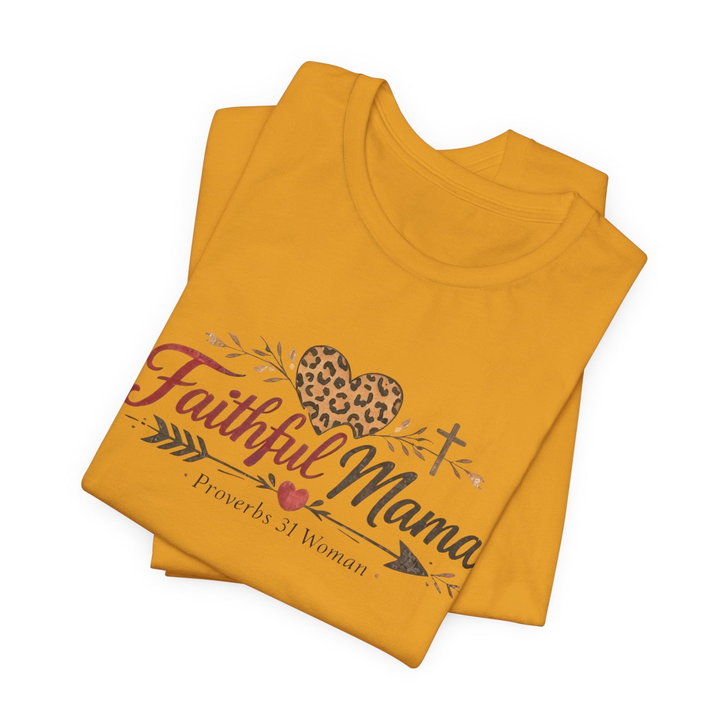 Faithful Mama T-Shirt - Leopard Heart Christian Mom Tee (Proverbs 31 Woman)