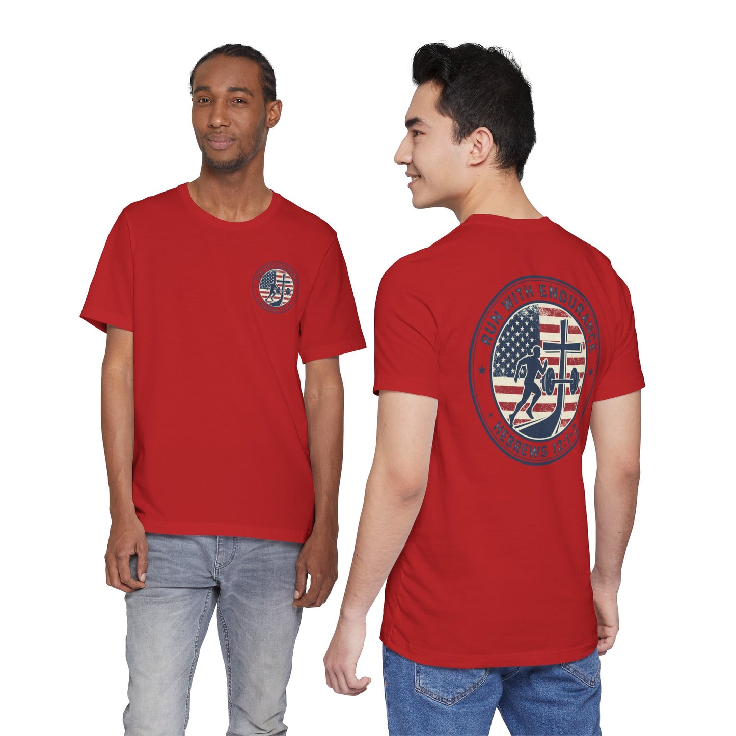 Hebrews 12:1-2 'Run With Endurance' T-Shirt — Inspirational Christian Tee