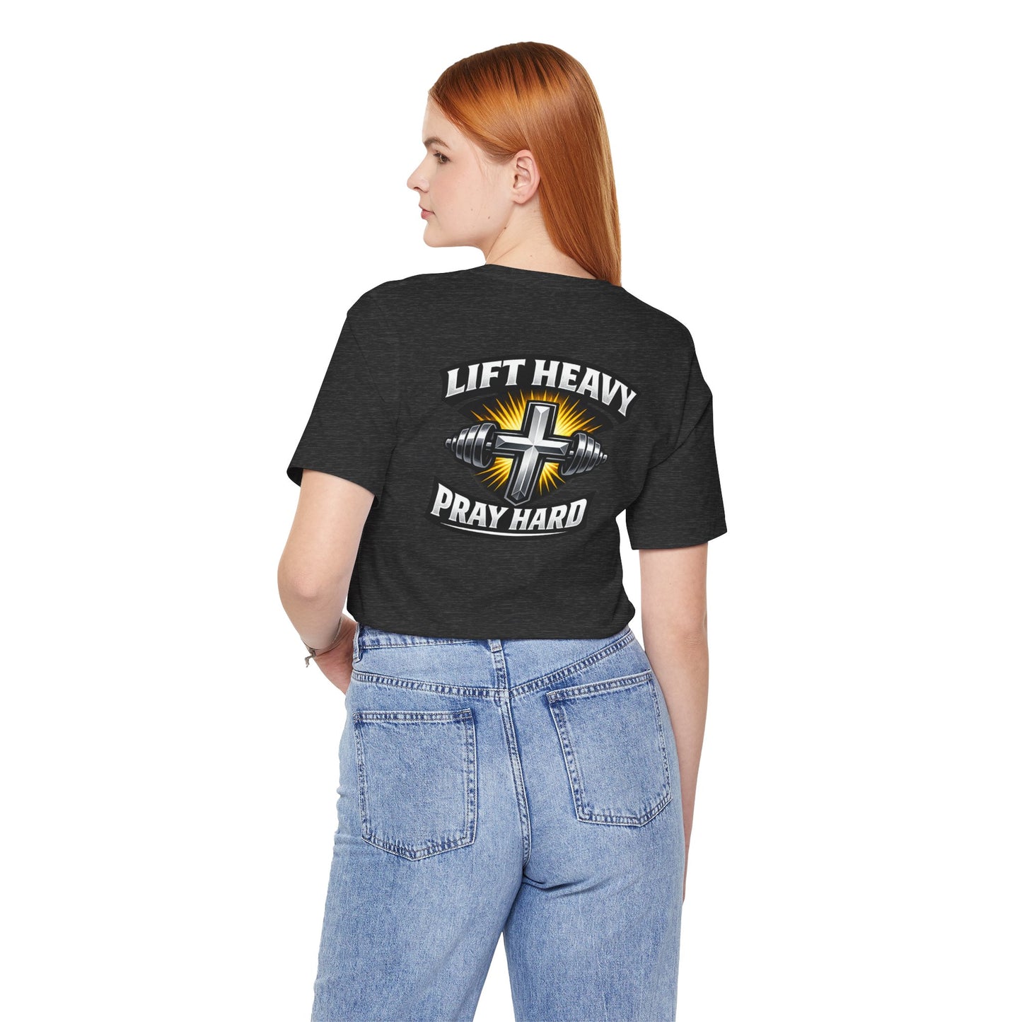 Lift Heavy Pray Hard T‑Shirt — Christian Fitness Gym Tee