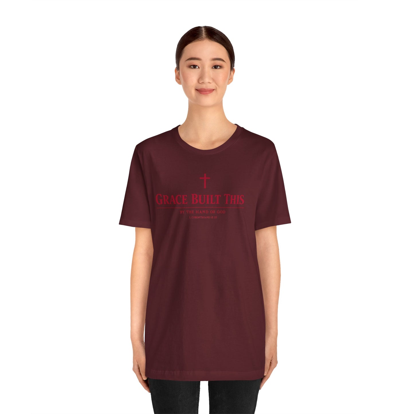 Grace Built This T-Shirt — Christian Faith Tee with Cross