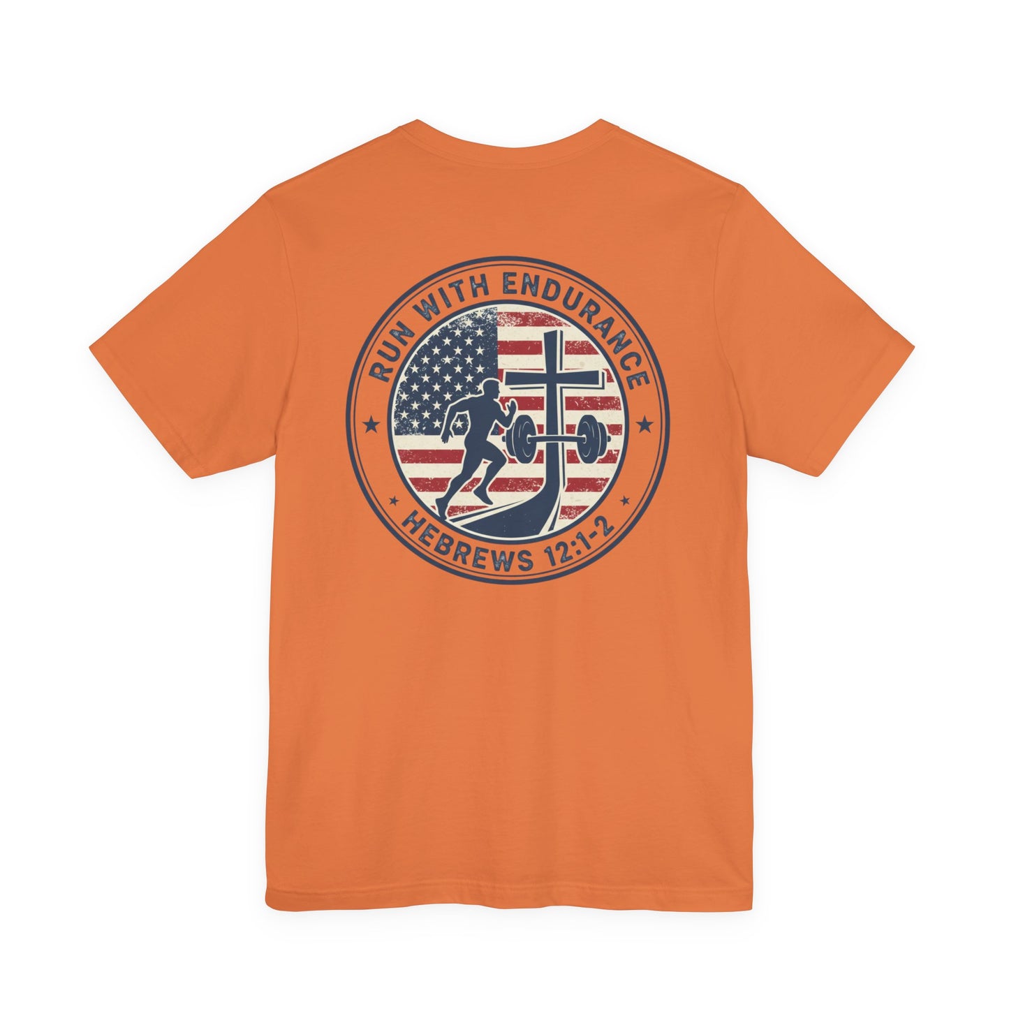 Hebrews 12:1-2 'Run With Endurance' T-Shirt — Inspirational Christian Tee
