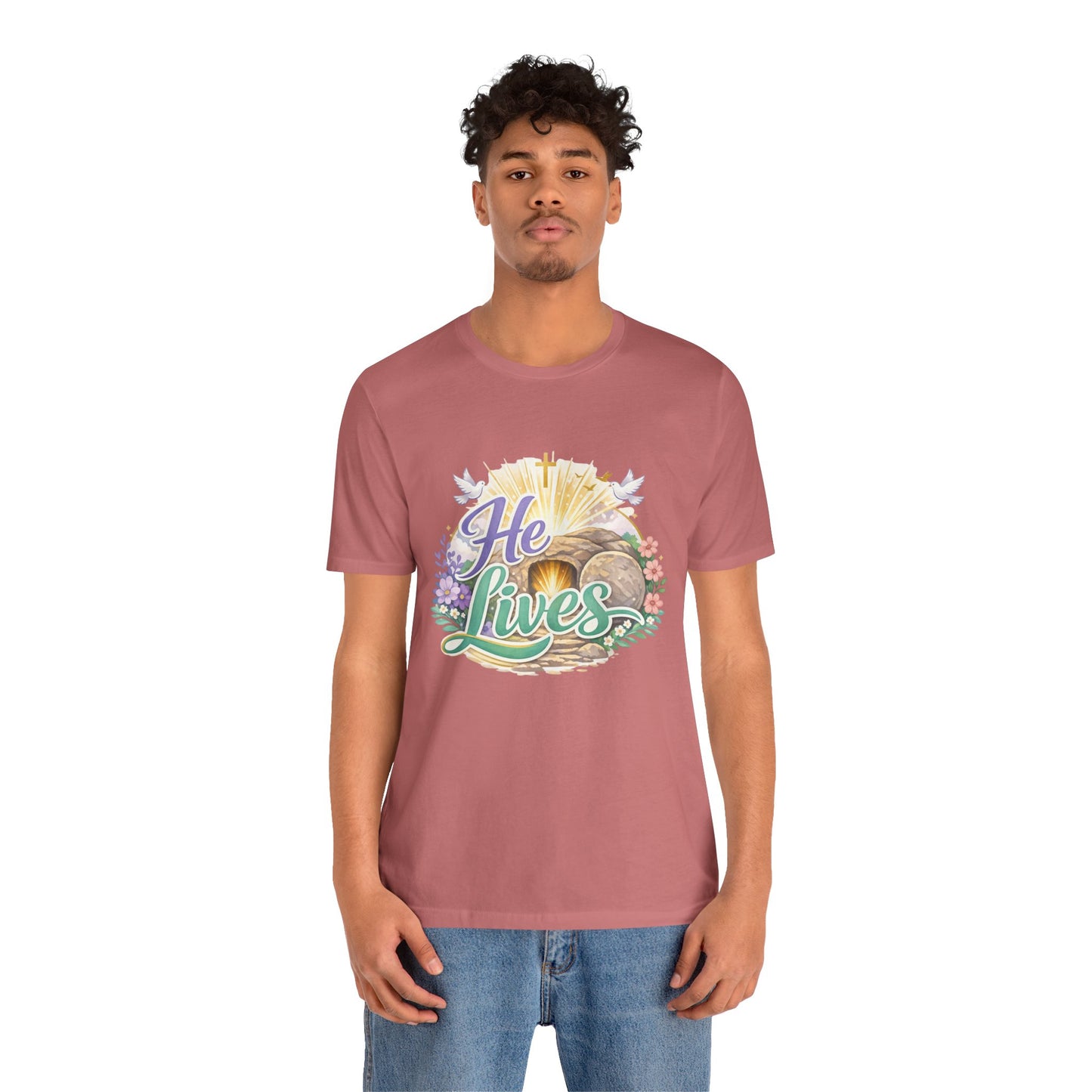 He Lives Jesus Tomb Tee — Christian Easter T‑Shirt