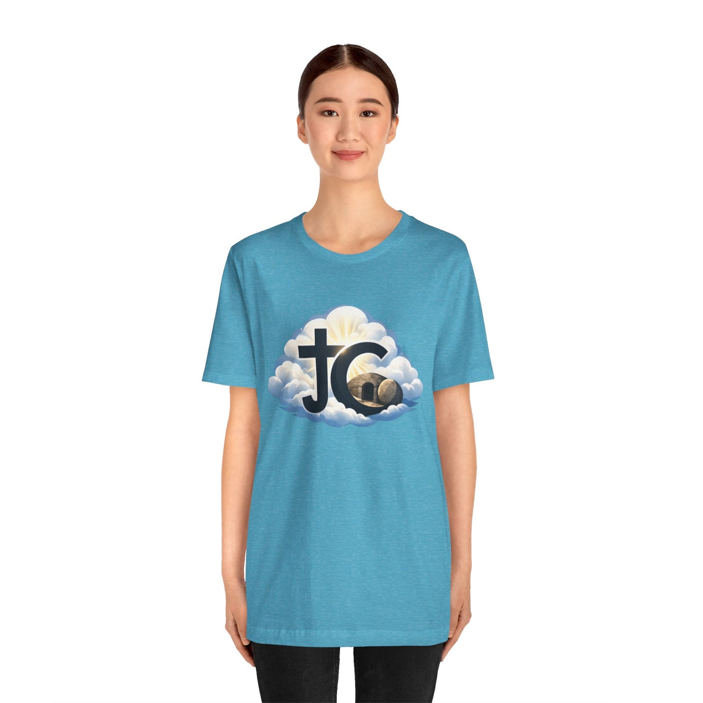 Jesus Christ (JC) Cross Tee — Crucified, Risen & Coming Again