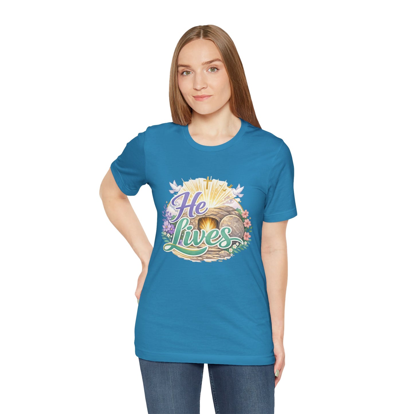 He Lives Jesus Tomb Tee — Christian Easter T‑Shirt