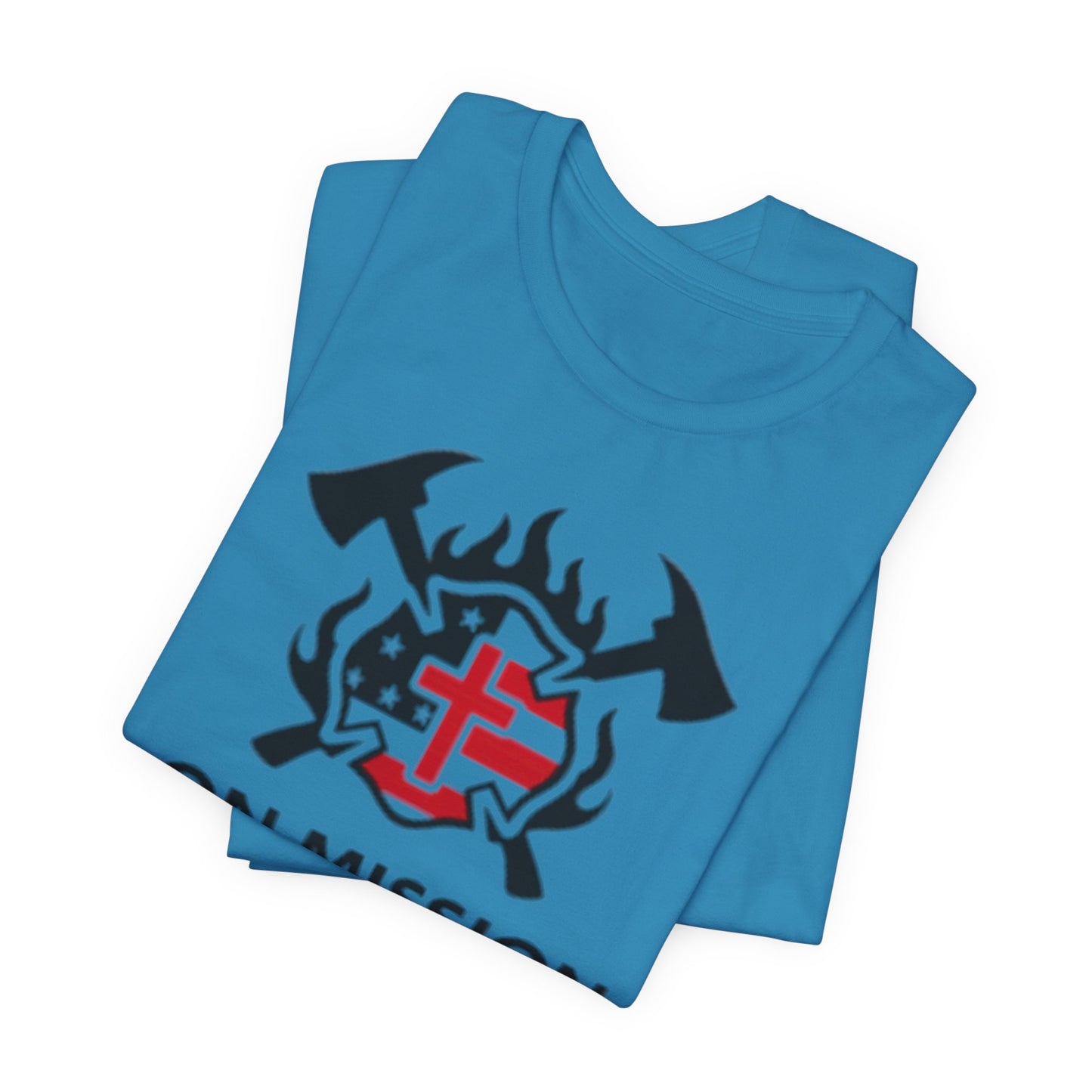 On Mission Christian Cross & American Flag T‑Shirt