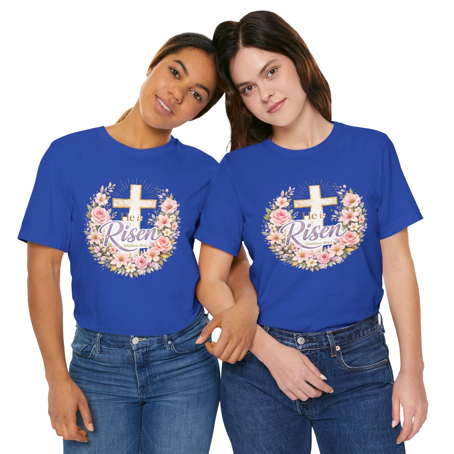 He Is Risen Floral Cross T-Shirt