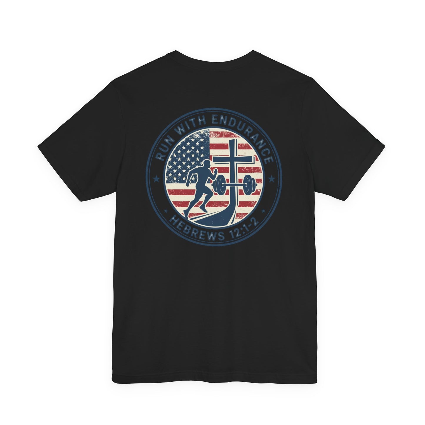 Hebrews 12:1-2 'Run With Endurance' T-Shirt — Inspirational Christian Tee