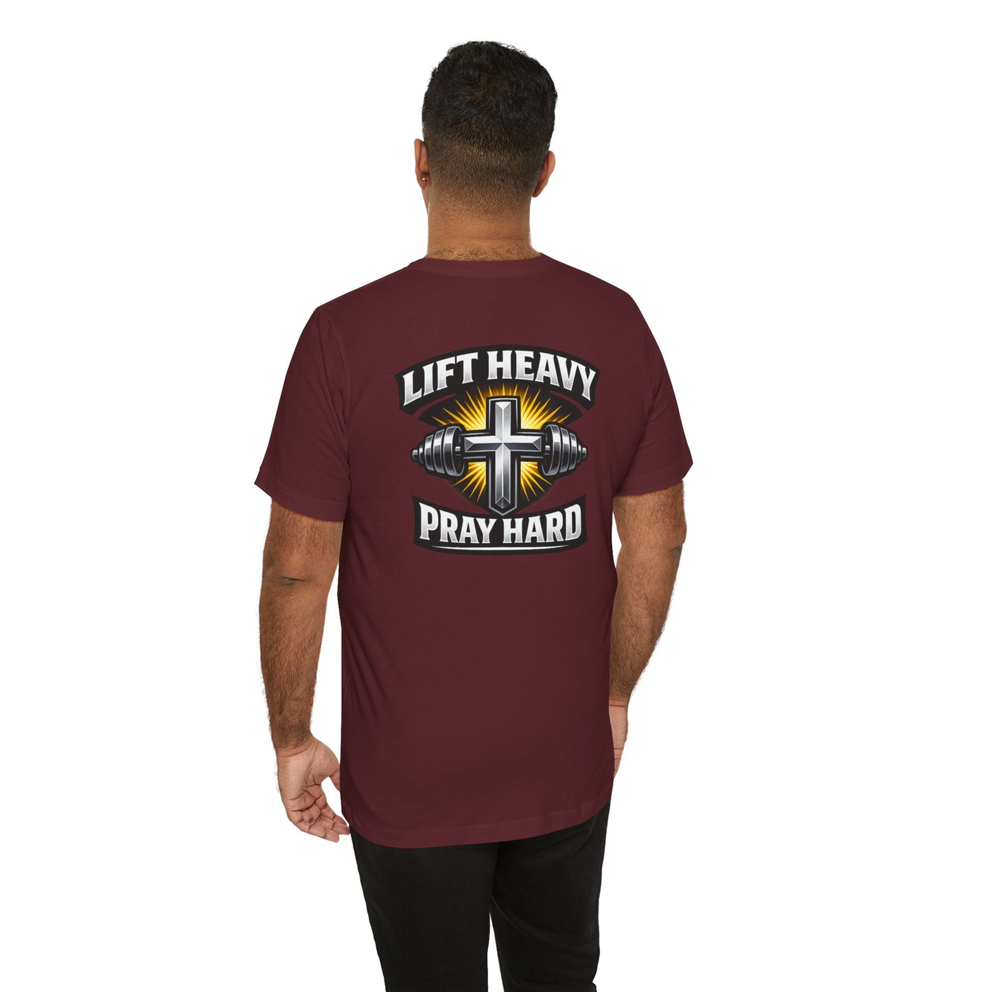 Lift Heavy Pray Hard T‑Shirt — Christian Fitness Gym Tee