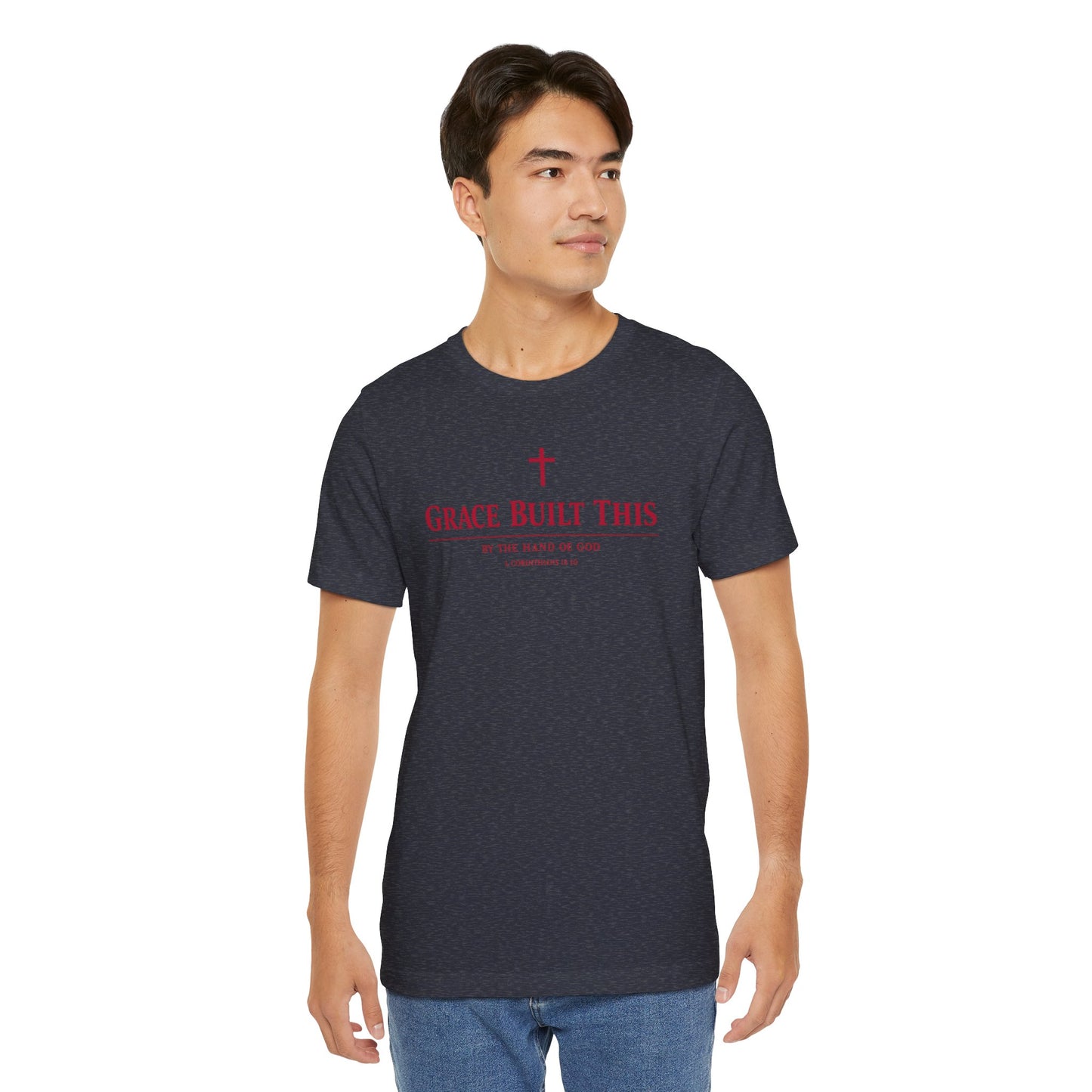 Grace Built This T-Shirt — Christian Faith Tee with Cross