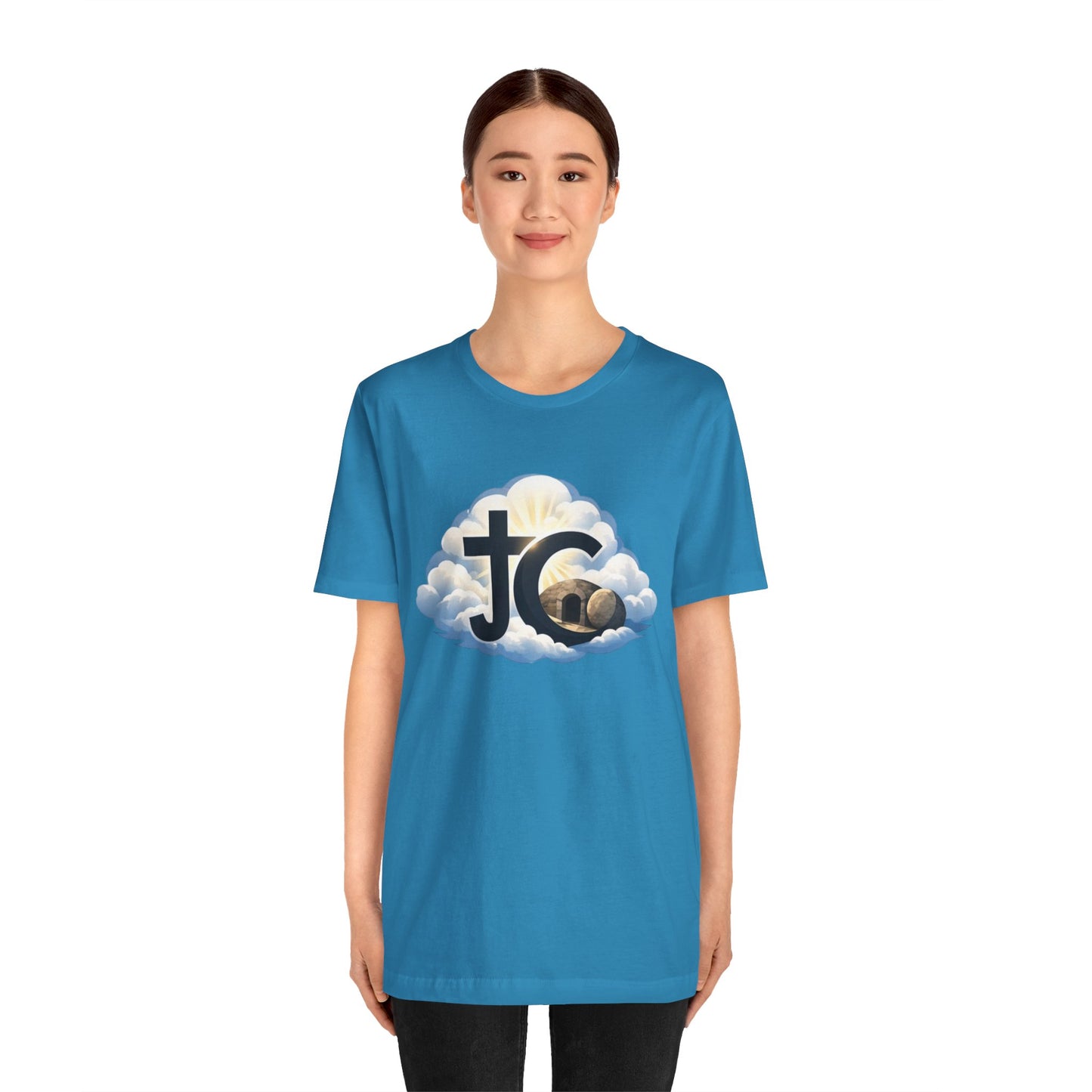 Jesus Christ (JC) Cross Tee — Crucified, Risen & Coming Again