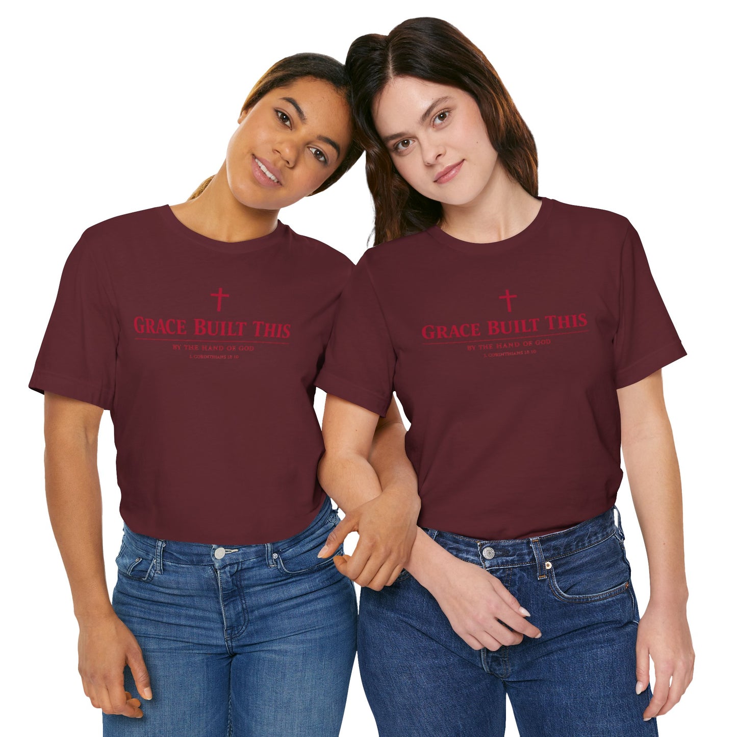 Grace Built This T-Shirt — Christian Faith Tee with Cross