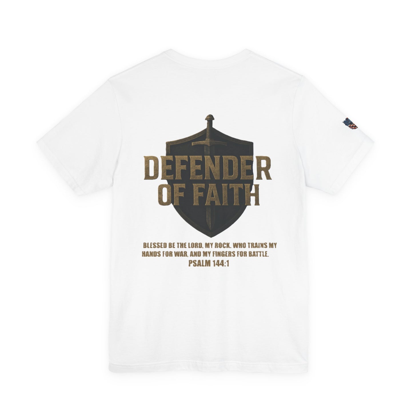 Psalm 144:1 'Defender of Faith' T-Shirt — Christian Scripture Tee