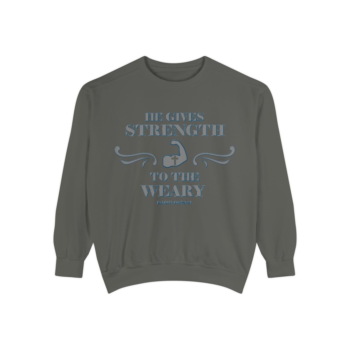 Bible Verse Isaiah 40:29-31 Unisex Sweatshirt 'He Gives Strength to the Weary'