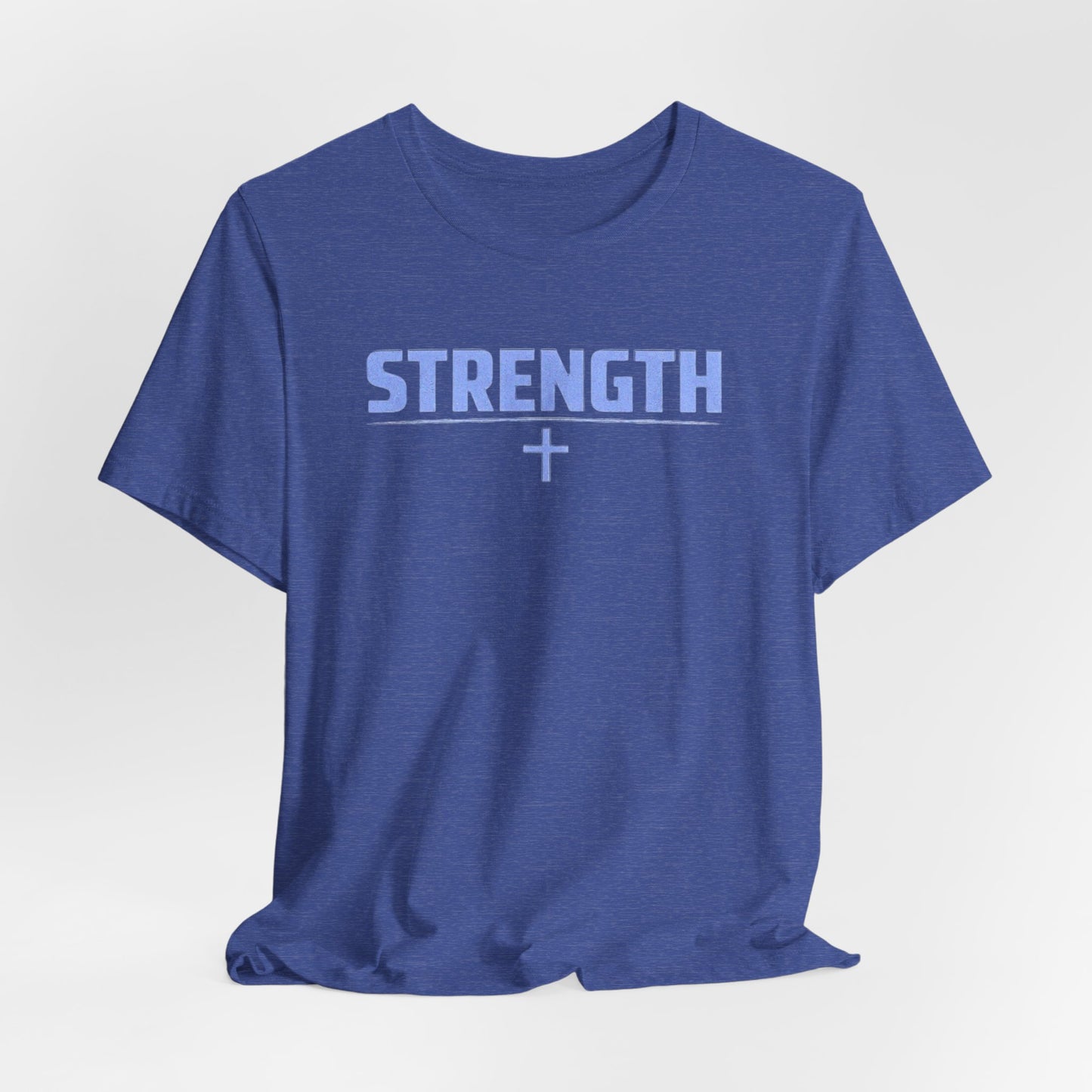Strength with Cross Tee — Minimal Motivational Fitness Shirt