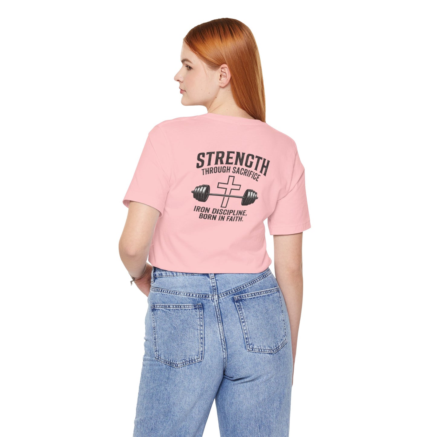 Strength Through Sacrifice Tee — Faith & Fitness Workout T‑Shirt