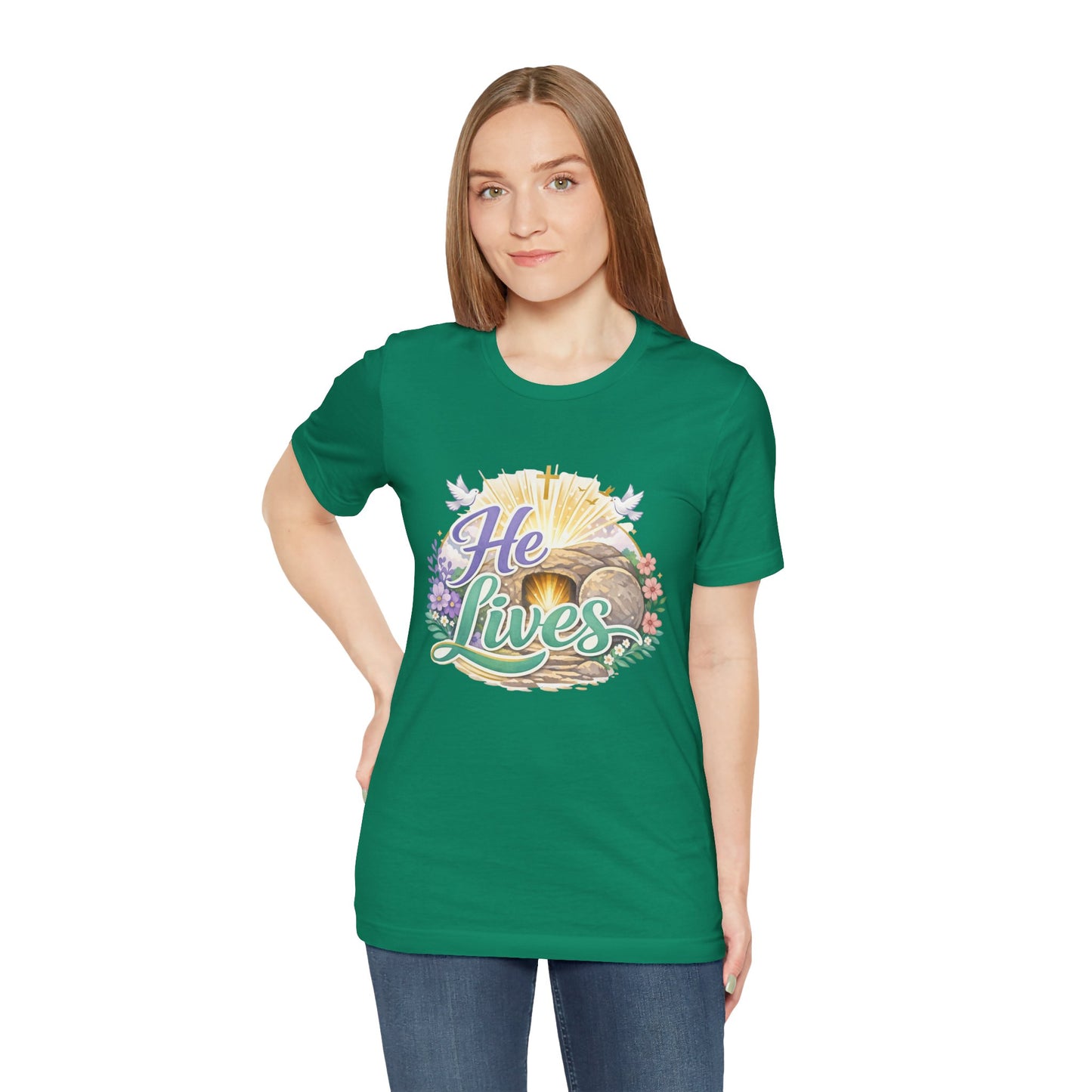 He Lives Jesus Tomb Tee — Christian Easter T‑Shirt