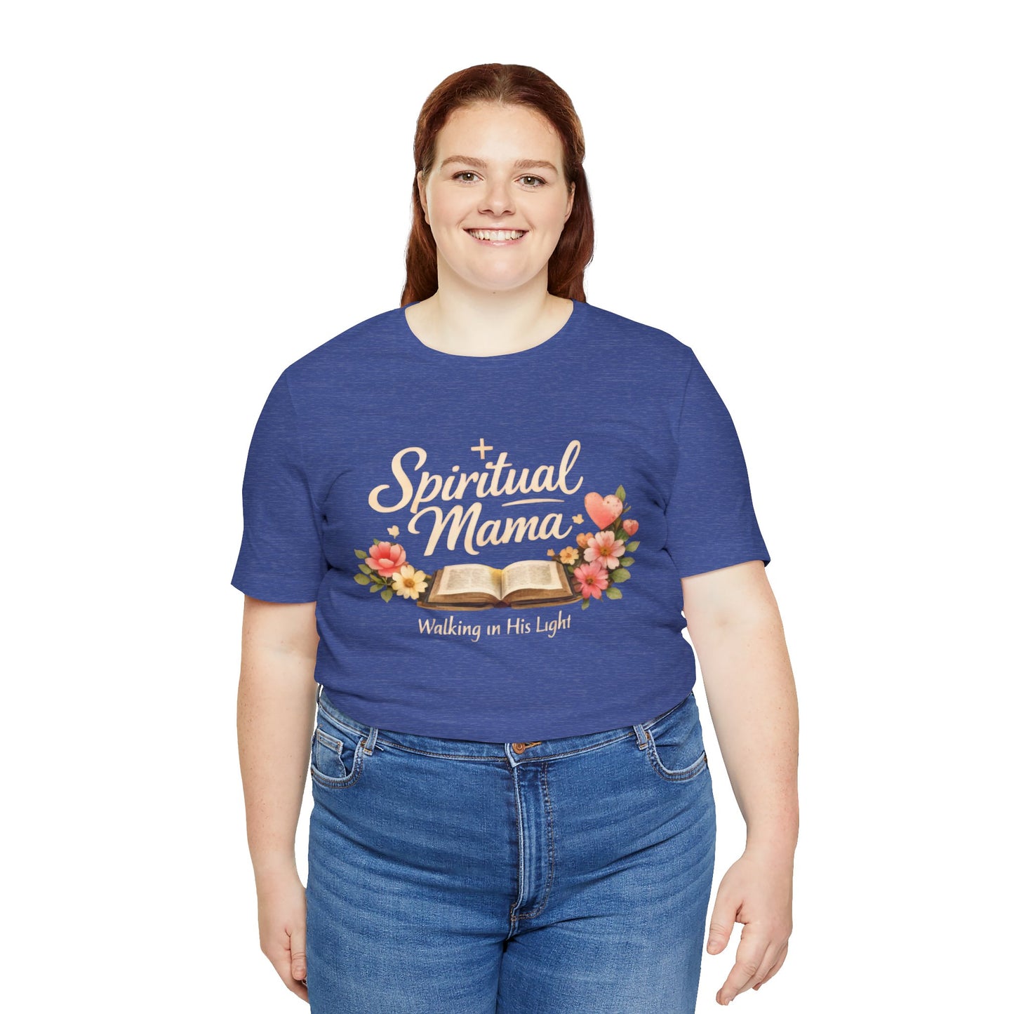 Spiritual Mama T-Shirt — "Walking in His Light" Floral Bible Tee