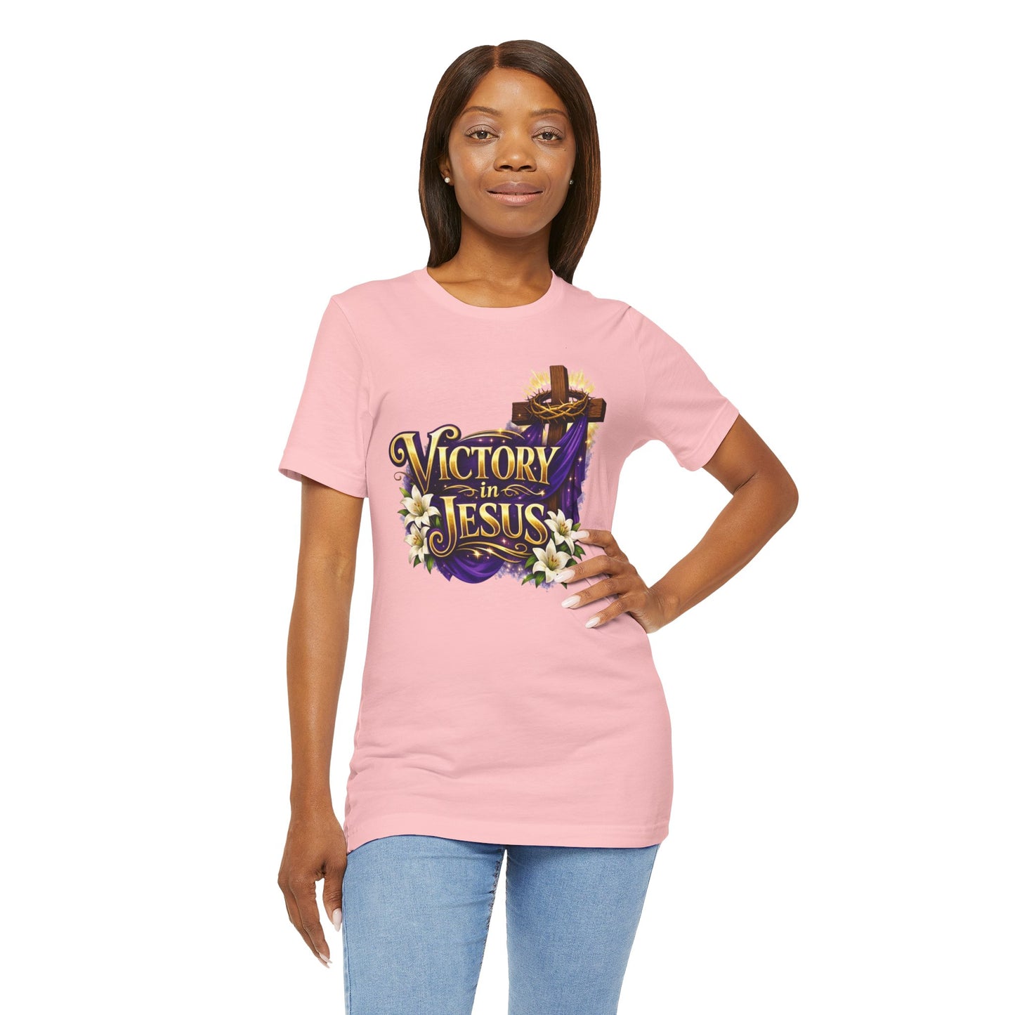 Victory In Jesus Christian T-Shirt — Cross Faith Tee