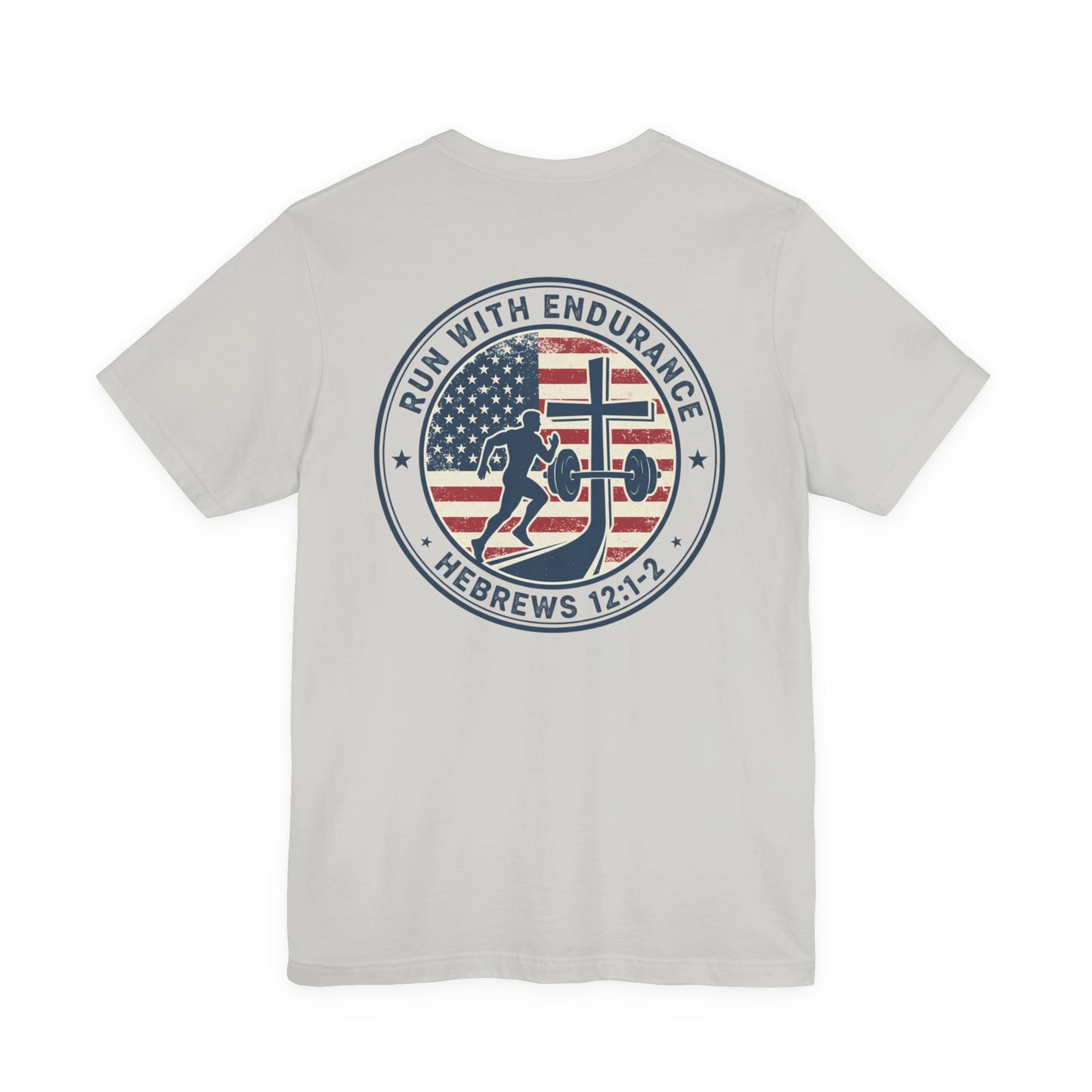 Hebrews 12:1-2 'Run With Endurance' T-Shirt — Inspirational Christian Tee