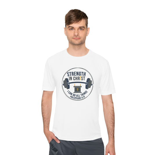 Philippians 4:13 'Strength in Christ' Moisture-Wicking Workout Tee