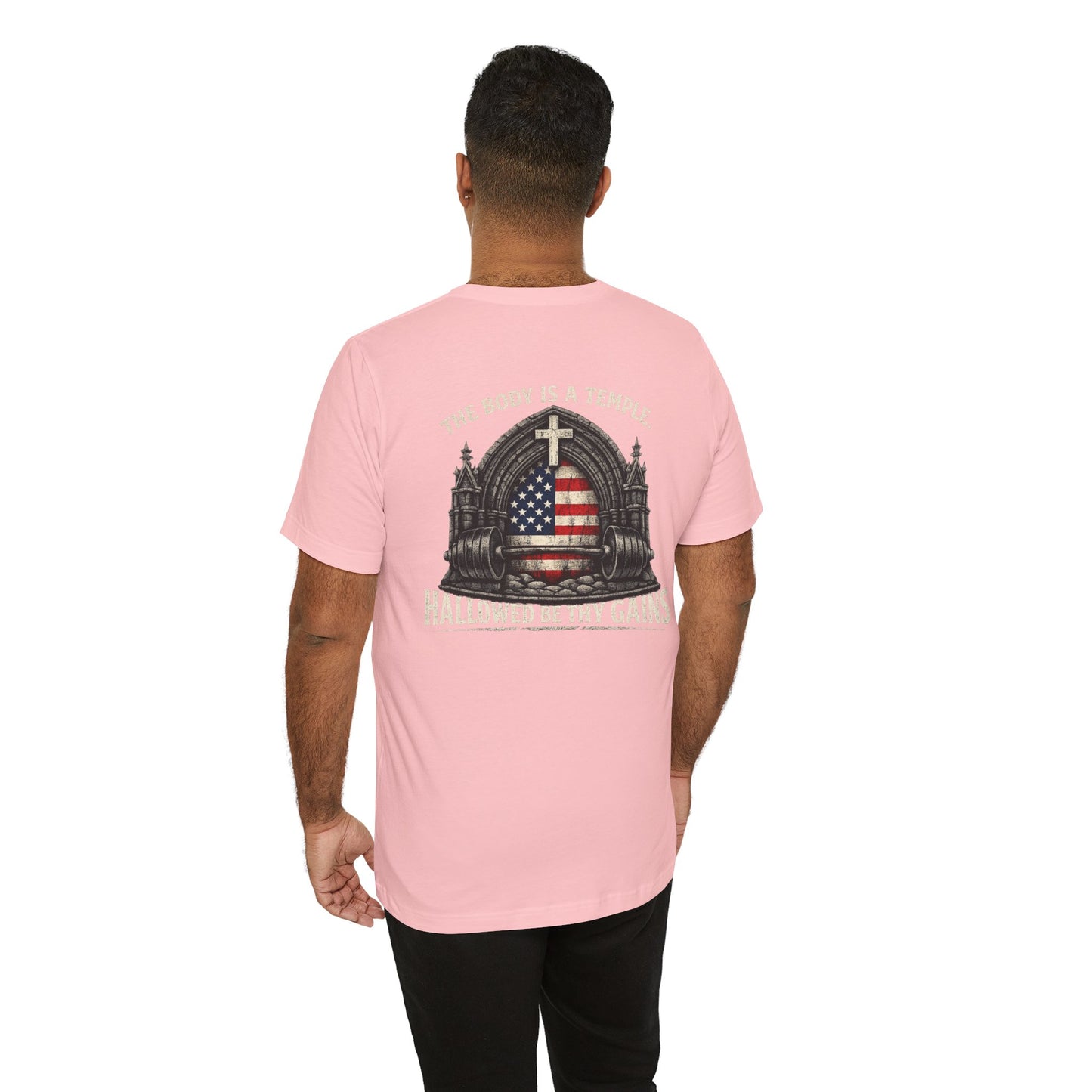 Patriotic Gym Tee — “The Body Is a Temple” American Flag Fitness T-Shirt