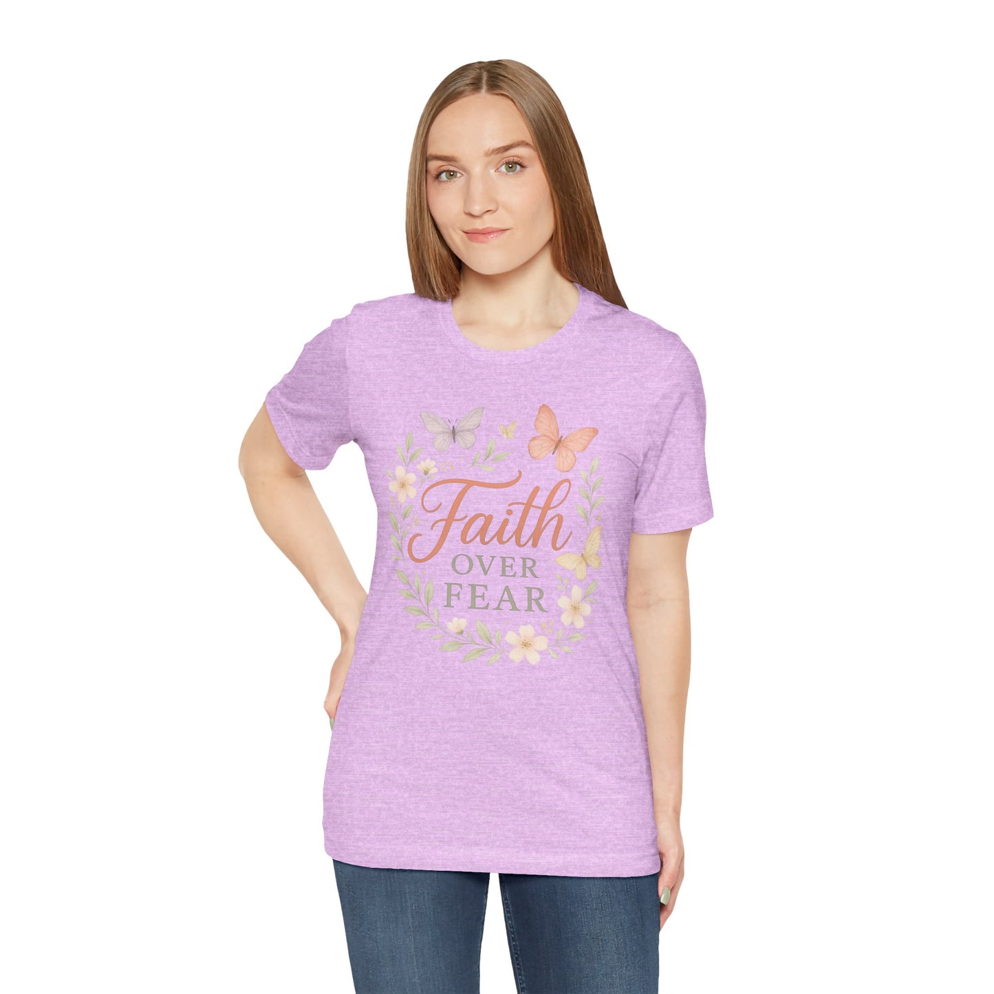 Faith Over Fear T-Shirt — Floral Butterfly Inspirational Tee